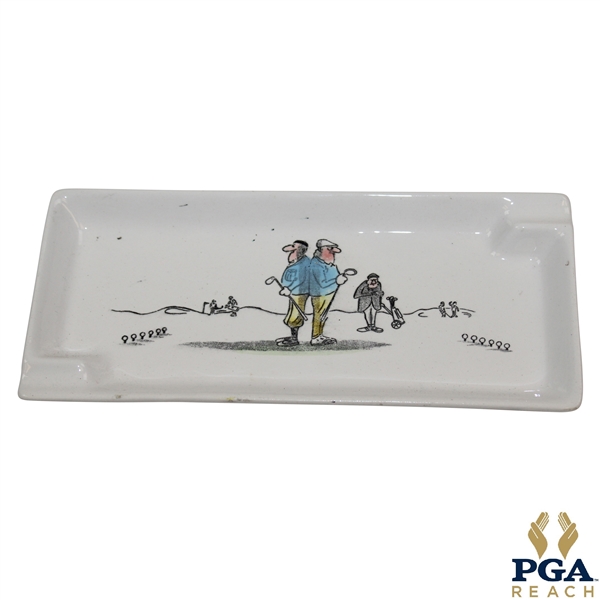 Classic Two Golfers Stand Off Porcelain Ash Tray
