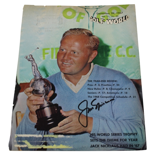 Jack Nicklaus Signed 1967 Golf World Cover Only JSA ALOA
