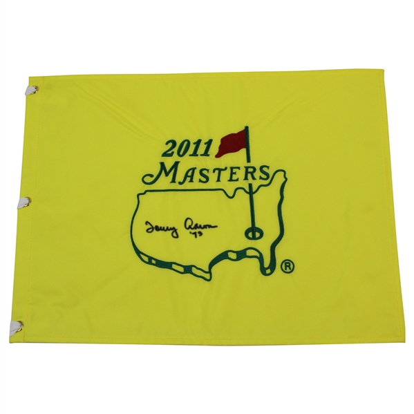 Tommy Aaron Signed 2011 Masters Embroidered Flag with 73 JSA ALOA