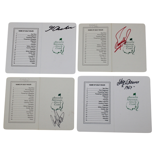Masters Champs Archer, Zoeller, Stadler & Brewer Signed Augusta National Scorecards JSA ALOA