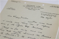 George Low Signed 1935 Handwritten Letter to George Jacobus on Personal Letterhead 9/22 JSA ALOA