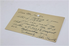 Johnny Revolta Signed 1935 Handwritten Letter to George Jacobus on Postcard 7/13 JSA ALOA