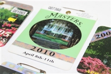 2001, 2002, 2004, 2005, 2006 & 2010 Masters SERIES Badges - Tiger & Mickelson Wins