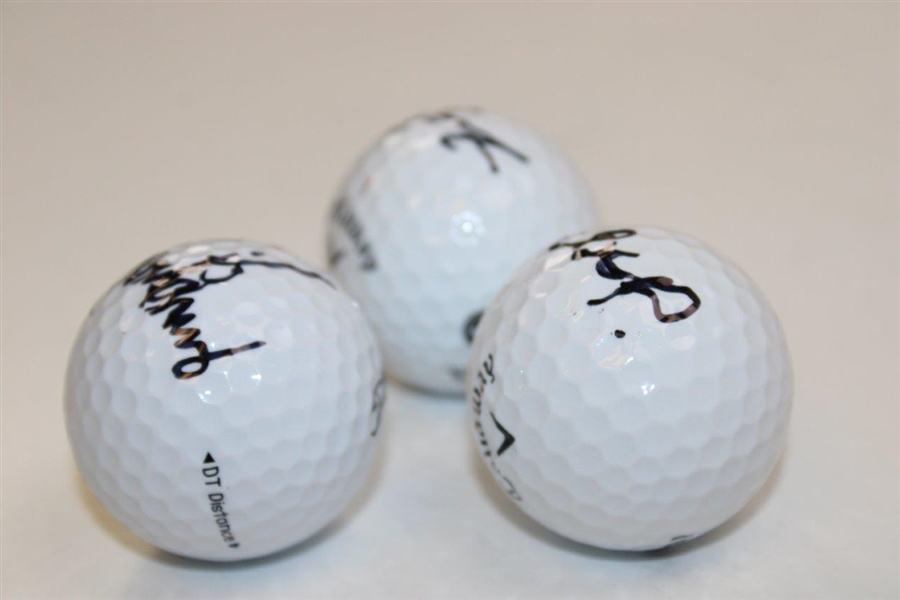 Byeong-Hun An, Sahith Theegala & Sam Burns Signed Golf Balls JSA ALOA