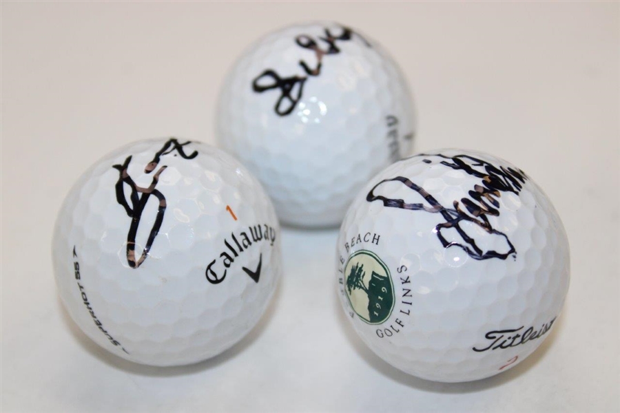 Byeong-Hun An, Sahith Theegala & Sam Burns Signed Golf Balls JSA ALOA