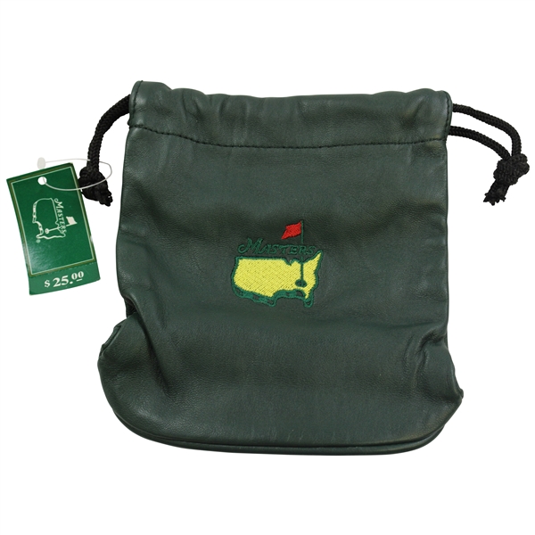 Masters Tournament Logo Leather Valuables Drawstring Pouch