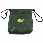 Masters Tournament Logo Leather Valuables Dk Green Drawstring Pouch