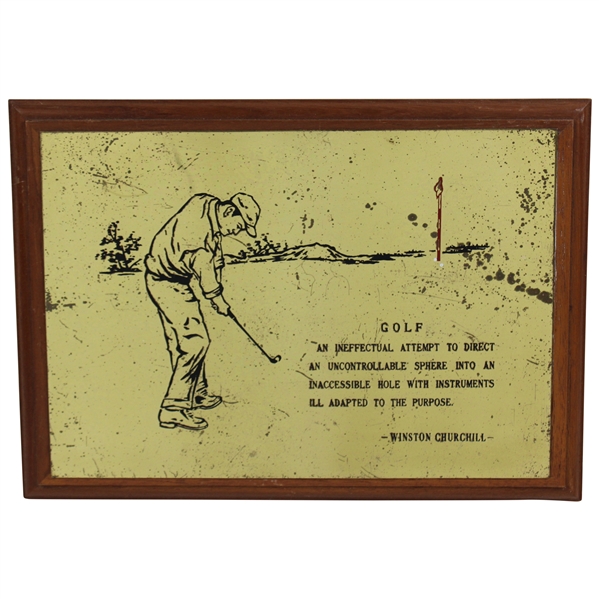 Winston Churchill Quote About Golf "An ineffectual attempt…" Metal on Board Sign