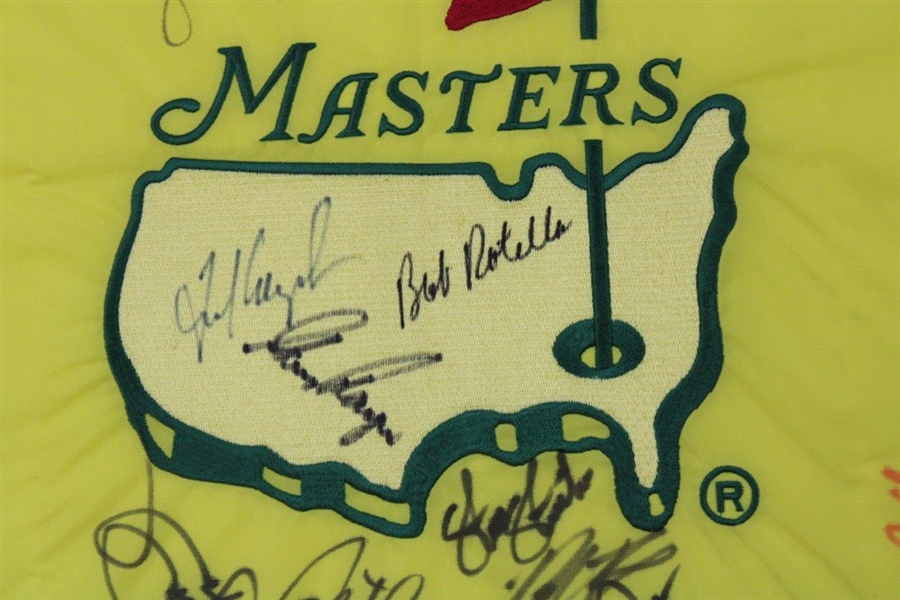 Player, Couples, Singh, Jose & others Signed 1997 Masters Embroidered Flag w/ 'Claude' Harmon JSA ALOA