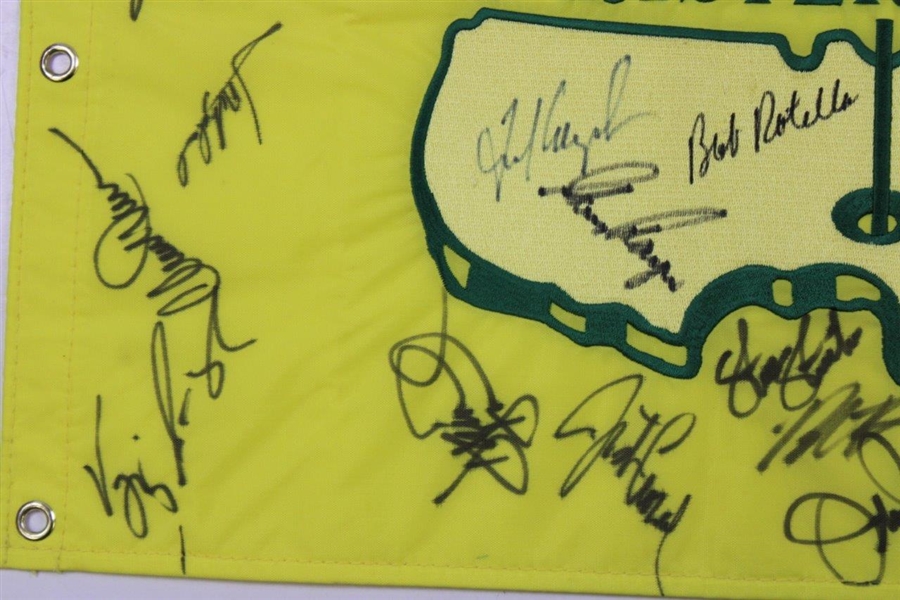 Player, Couples, Singh, Jose & others Signed 1997 Masters Embroidered Flag w/ 'Claude' Harmon JSA ALOA