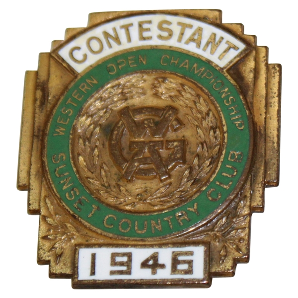 1946 Western Open Contestant Badge - Ben Hogan Winner
