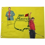 Tiger Woods Signed Custom Ltd Ed 2001 Masters Flag w/Original Hand Painting by Zavala (Cert) - Full JSA