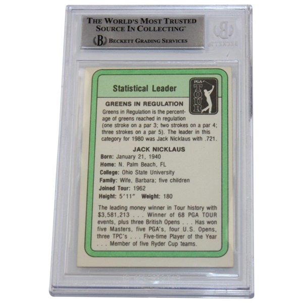 Jack Nicklaus Signed 1981 Donruss Rookie Statistics Leader Card BGS Authentic Auto #00016115072