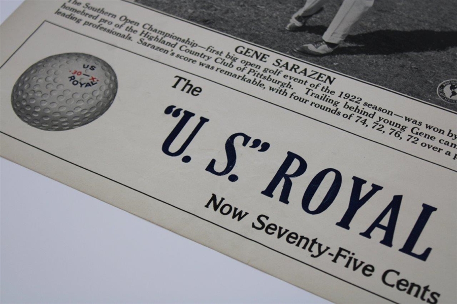 US Rubber Company Royal Golf Ball Weekly News Advertisement Poster w/Sarazen on Cover