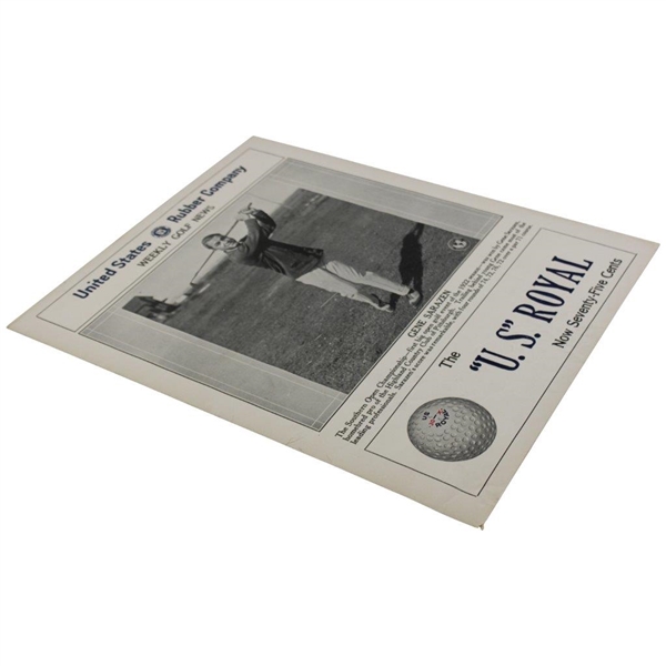 US Rubber Company Royal Golf Ball Weekly News Advertisement Poster w/Sarazen on Cover