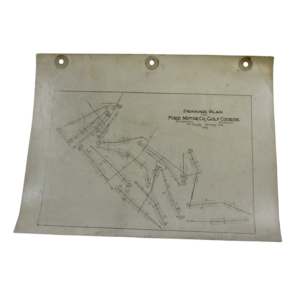 Early 1930s Ford Motor Co Golf Course Drainage Plan - Wendell Miller Collection