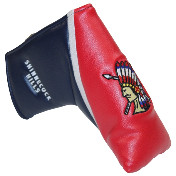 Shinnecock Hills Putter Headcover Embroidered Logo Blue Red Magnetic Closure