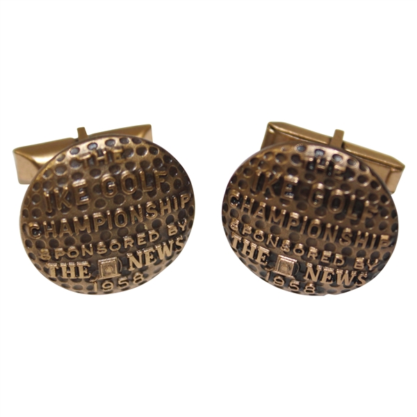 1958 The Ike Championship Round Golf Ball Cufflinks Sponsored by The News