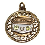 Vintage Mallinckrodt Dangle Charm Round Gold Tone 3 Stones Prong Set 