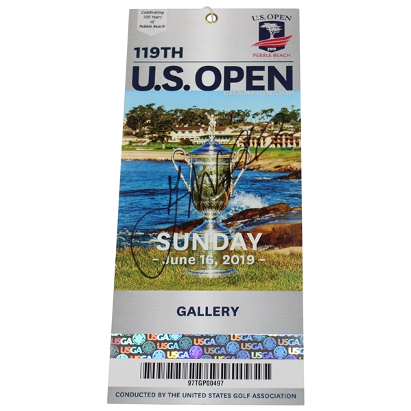Champion Gary Woodland Signed 2019 US Open at Pebble Beach Sunday Final Rd Ticket JSA ALOA
