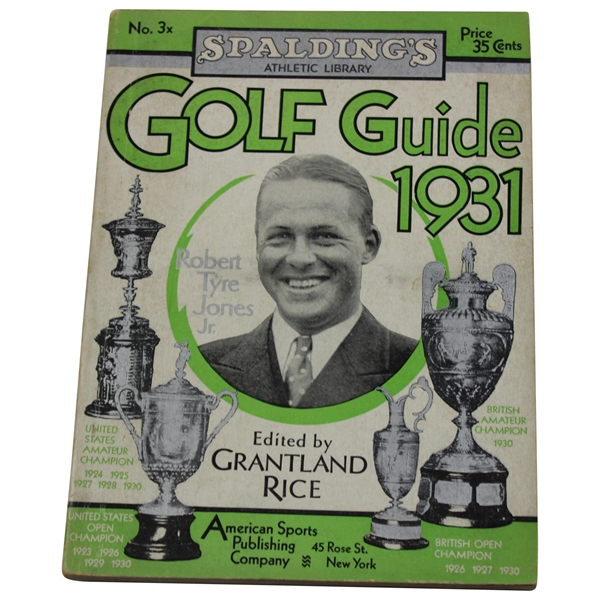 1931 Spaldings Athletic Library No. 3x Golf Guide Playing Rules of The USGA - Bobby Jones Cover