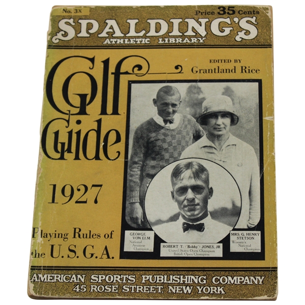 1927 (1929) Spaldings Athletic Library No. 3x Golf Guide Playing Rules of The USGA - Bobby Jones Cover