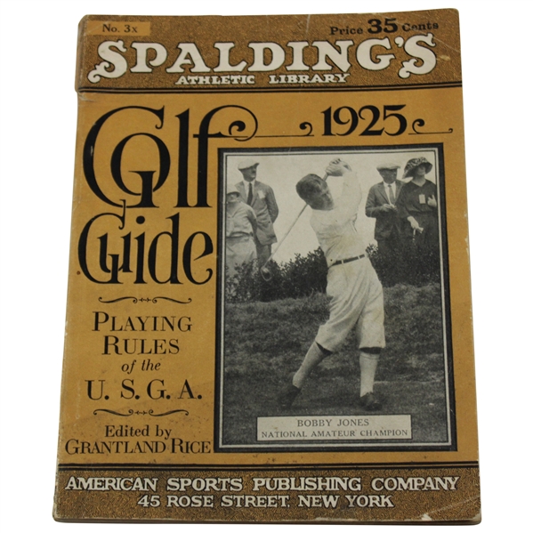 1925 Spaldings Athletic Library No. 3x Golf Guide Playing Rules of The USGA - Bobby Jones Cover
