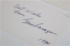 Byron Nelson & Gene Sarazen Signed 3x5 Index Cards JSA ALOA