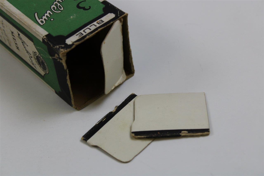 c.1920's Sleeve of 3 Spalding BLUE Mesh Unused Golf Balls in Original Box