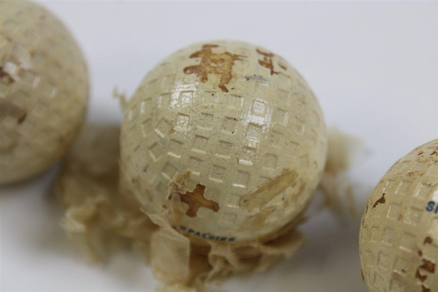 c.1920's Sleeve of 3 Spalding BLUE Mesh Unused Golf Balls in Original Box