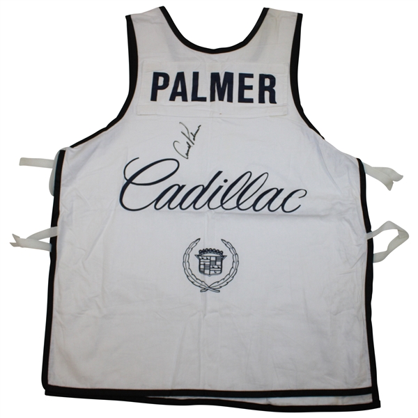 Arnold Palmer Signed Original Tournament Used Arnold Palmer Cadillac Caddie Bib JSA ALOA 