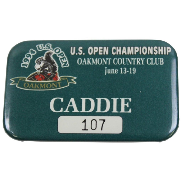 Arnold Palmer Final U.S. Open 1994 Original Tournament Used U.S.G.A. Blue Caddie Bib & Badge