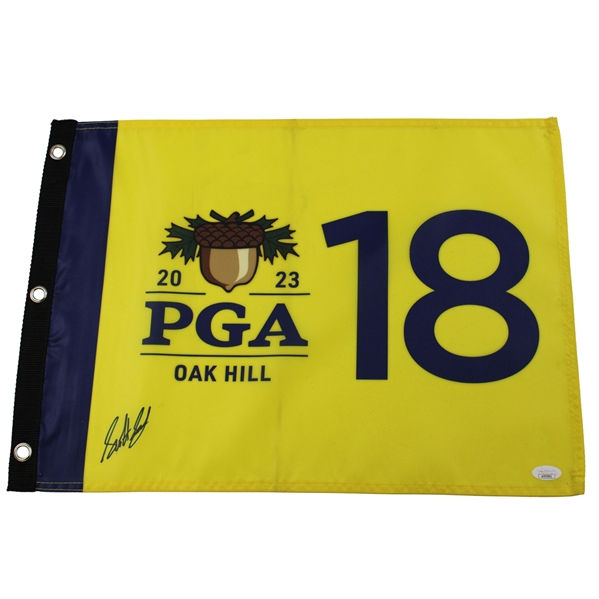 Scottie Scheffler Signed 2023 PGA Championship at Oak Hill Screen Flag JSA #AN70901