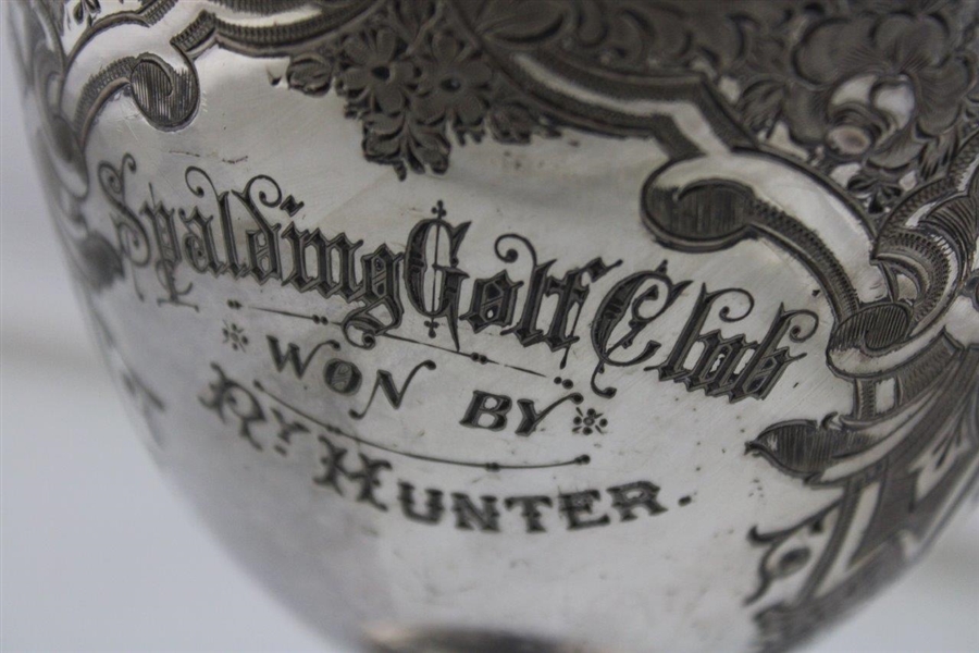Large Spalding Golf Club Est 1909 Engraved Silver-Plated Chalice Won by Ry. Hunter