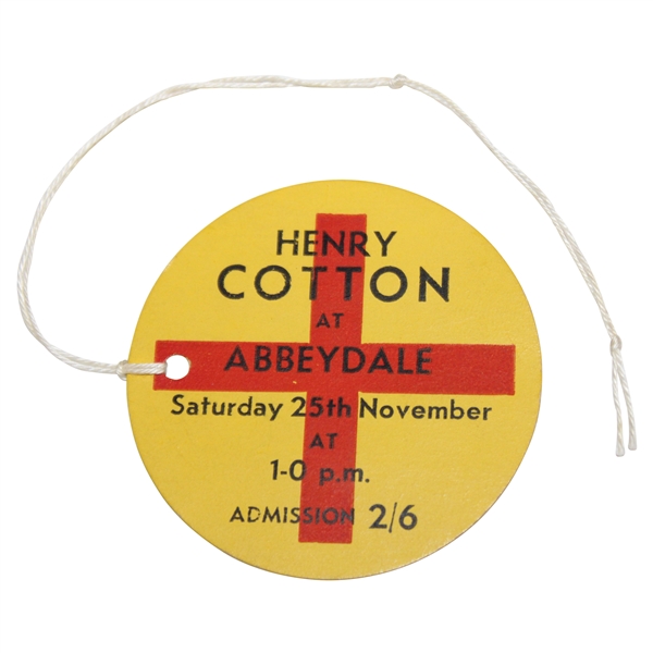 1939 Henry Cotton at Abbeydale Red Cross Admission Ticket - November 25th