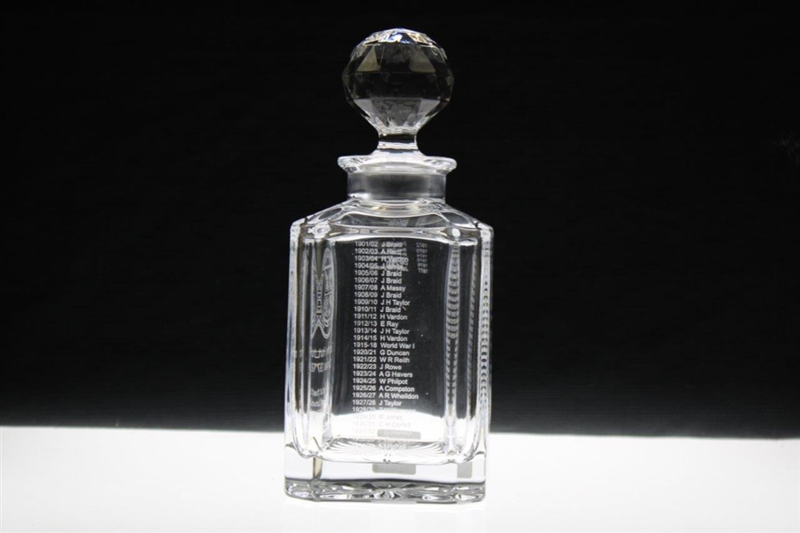 1978 British PGA Captains Crystal Whisky Decanter with Stopper - Tommy Horton