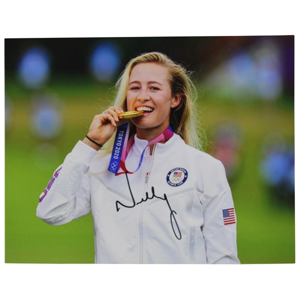 Nelly Korda Signed 2020 Olympics Gold Medal Bite Photo JSA ALOA