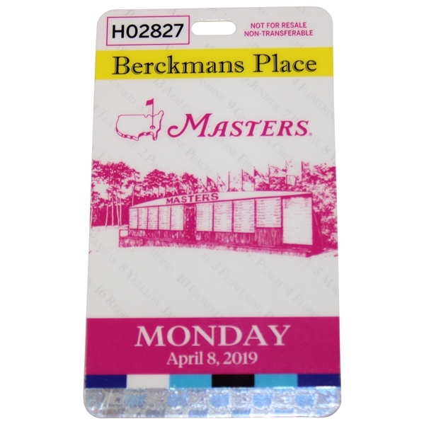 2019 Masters Tournament Berckmans Place Monday Badge #H02827 - Tiger Woods Winner