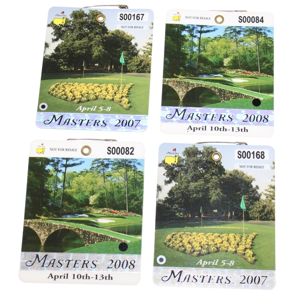 Lot of Four (4) Masters Tournament SERIES Badges - 2007(x2) & 2008(x2)