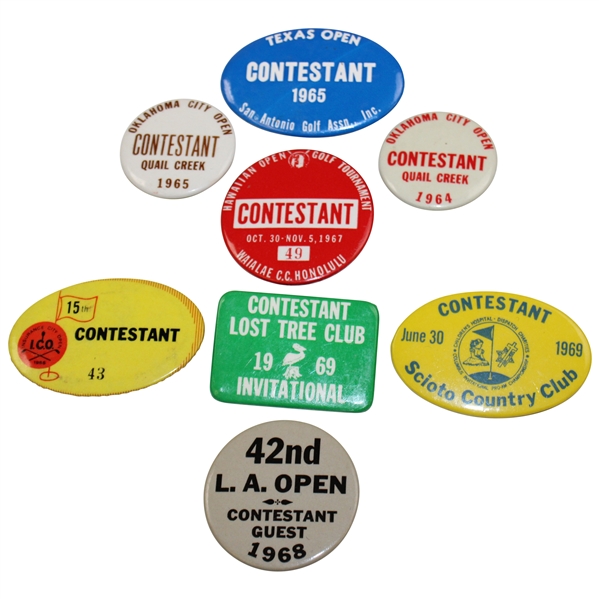Lot of Eight (8) Different Charles Coody 1960s PGA Contestants Badges