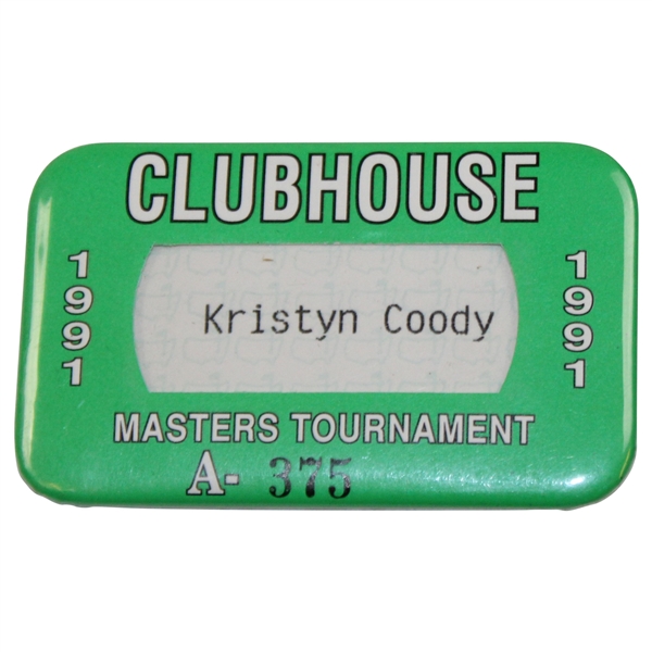 1991 Masters Tournament Clubhouse Badge