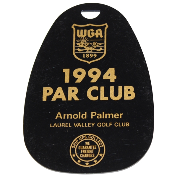 Arnold Palmers 1994 Western Golf Association Black Par Club Bag Tag