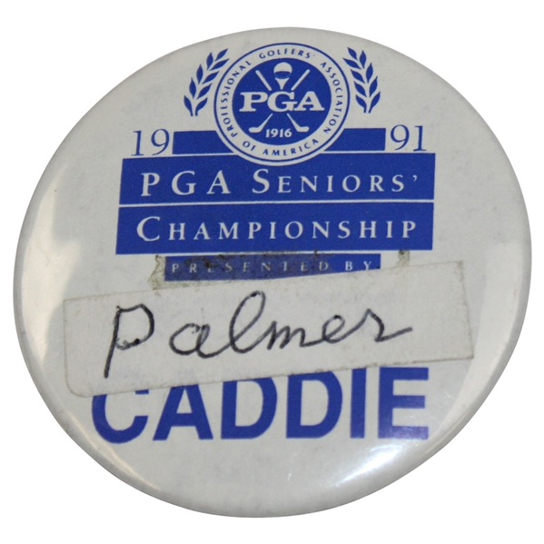 1991 PGA Seniors Championship Caddie Badge from Arnold Palmer's Caddie