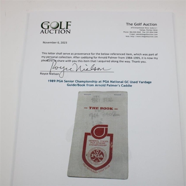 1989 PGA Senior Championship at PGA National GC Used Yardage Guide/Book from Arnold Palmer's Caddie