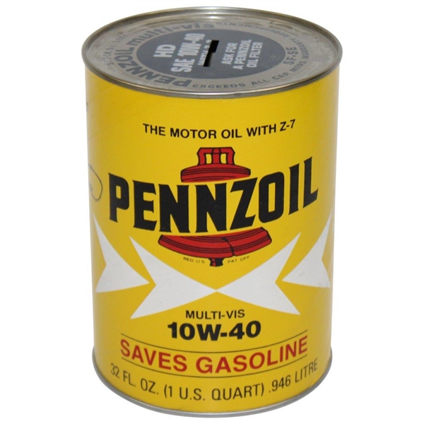 Arnold Palmer Signed Pennzoil Yellow 10W-40 Oil Quart Can JSA ALOA