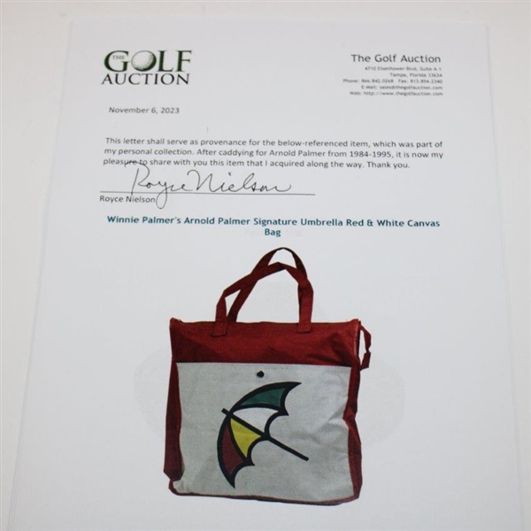 Winnie Palmer's Arnold Palmer Signature Umbrella Red & White Canvas Bag
