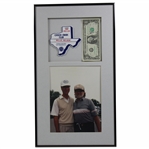Willie Nelsons Personal 1989 Onion Creek Club Pro-Am Bag Tag w/Signed Dollar & Photo - Framed JSA ALOA