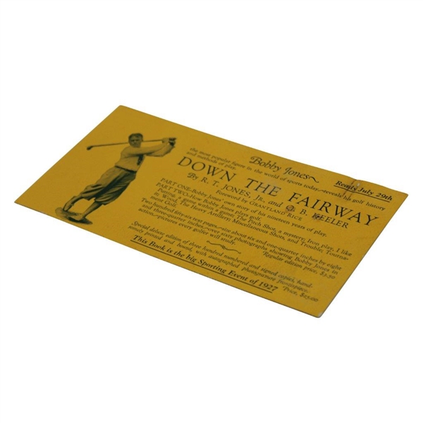 Rare Original 1927 Bobby Jones Advertising Postcard & Prospectus For Down The Fairway