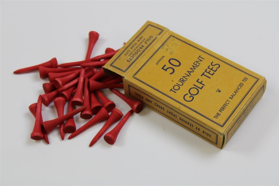 Vintage Large Box of Approx. Fifty (50) Tournament Golf Tees - The Perfect Balanced Tee