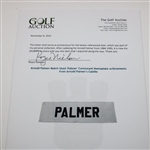Arnold Palmer Match Used 'Palmer' Contestant White Nameplate from Arnold Palmer's Caddie